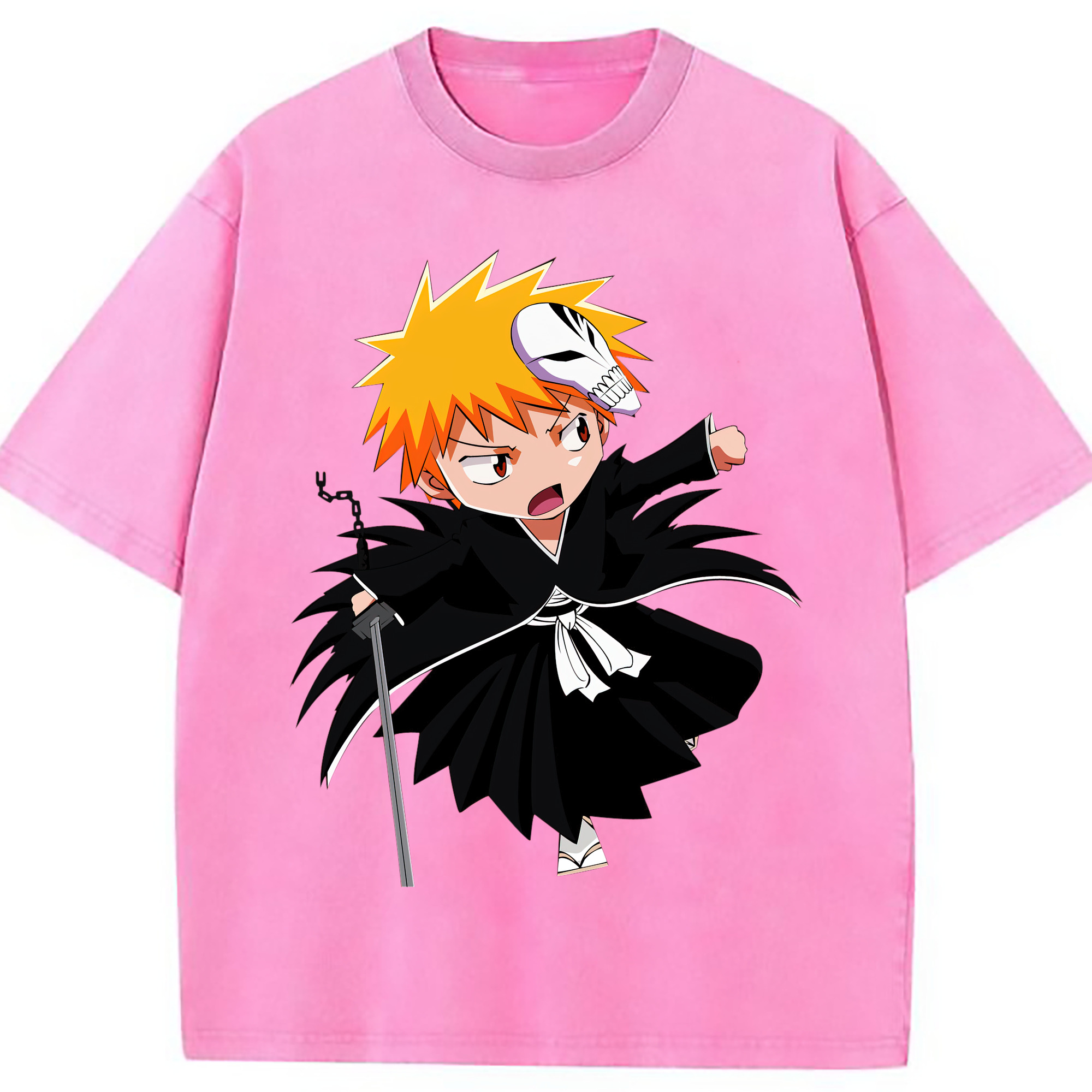 （画像用） ブリーチ 黒崎一護（くろさき いちご）BLEACH Kurosaki Ichigo 綿100% ヴィンテージ風 半袖Tシャツ（フロントプリント）